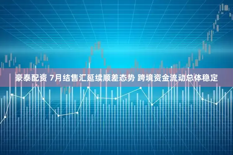 豪泰配资 7月结售汇延续顺差态势 跨境资金流动总体稳定